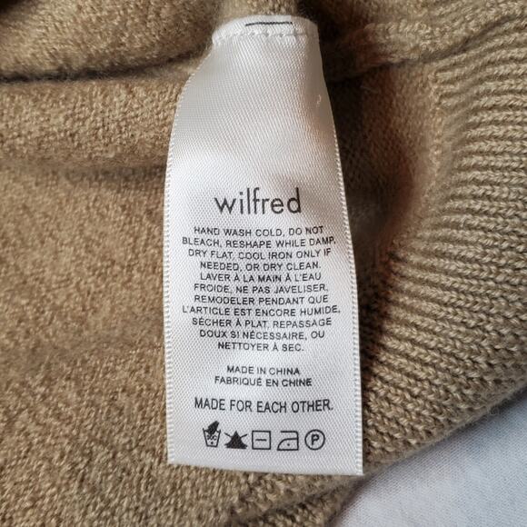 Aritzia Wilfred Women's Size M Cyprie Merino Wool Mock Neck Sweater Beige - Picture 5 of 8